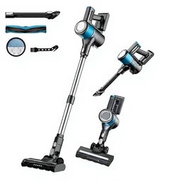 ochama Aspirateur Balai sans Fil - Ultra-Léger et Silencieux, Haute Puissance d’Aspiration, 4-en-1 avec Éclairage LED, Batterie Rechargeable Haute Capacité - Pour Ménage, Nettoyage des Cheveux/ Poils d’Animaux/Poussière, Longueur Extensible 34.3-43.3 pouces