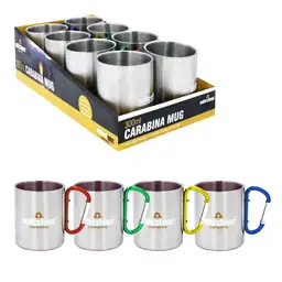 Milestone Double Layer 300ml Stainless Steel Camping Mug with Carabiner for Easy Carrying