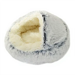 Panier pour Chat Semi-Fermé Chaud d’Hiver - Gris Diamètre 60 c