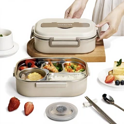 J.ZAO 304 RVS Lunchbox - 5 Compartimenten met 304 Soepkom Grote Capaciteit 1500ml