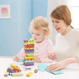 Topbright Wooden Animal Color Blocks Tumble Tower Game 5-8 Yrs