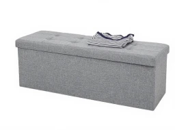 SONGMICS Sofa mit Stauraum (120 L), 110 x 38 x 38 cm, Leinen-Imitationsstoff, hellgrau