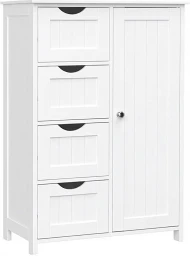 VASAGLE Dressoir Badkamerkast, Woonkamerkast van Hout Zijkast met 4 Lades LHC41W