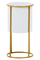 Interiors by Premier Indoor Plant Stand Trosa White/Gold Small