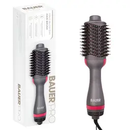 Bauer Hot Air Blow Dry Brush. 1200W Ionic Oval Volumiser, Fast Styling for Medium to Long Hair, Hair Dryer Brush, Grey