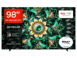 TCL 98Q7C-UK 98” QD-Mini LED TV, 4K UHD, Smart Google TV with 144Hz Motion Clarity Pro, Dolby Atmos​, Audio by Bang & Olufsen, Game Master