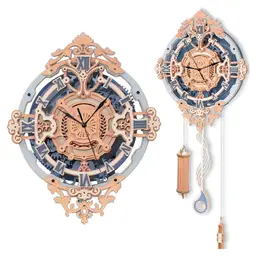 Robotime ROKR Romantic Notes Wall Clock 3D Wooden Puzzle Building Toys 29.8 x 10.7 x 66.4 cm 1PC