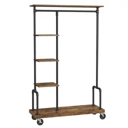 Vasagle Open Wardrobe Hanging Rail 3 Shelves Rustic Brown/Black
