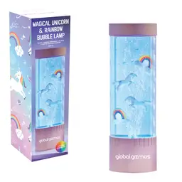 Global Gizmos Table Lamp Bubble Unicorns & Rainbows Multicolour/Rose Gold
