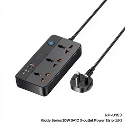 REMAX Kiddy Series 20W 3A1C Power Strip - 1.5M - Black