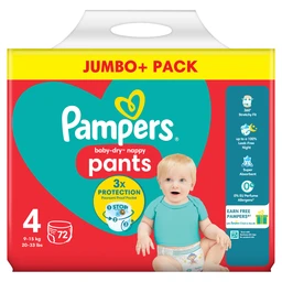 Pampers Baby-Dry Nappy Pants Size 4 72 Pack Jumbo+ Pack