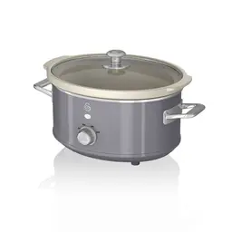 Swan 3.5L Retro Slow Cooker - Retro Grey, 200W, with 3 Temperature Settings, Keep Warm Function, SF17021GRN