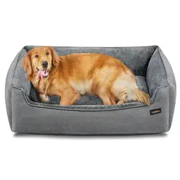 FEANDREA Dog Bed， Linenshade-Style Pet Bed， 110×75×27 cm， Light Grey