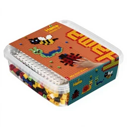 Hama Perlen 8744 Bügelperlen Dose mit ca. 600 bunten Maxi Bastelperlen mit Durchmesser 10 mm, Stiftplatte, inkl. Bügelpapier, kreativer Bastelspaß für Groß und Klein