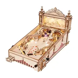 Robotime ROKR Pinball Game 3D Wooden Puzzle Building Toys ‎27.5 x 27.5 x 47.5 cm 1PC
