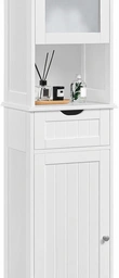 Yaheetech Badezimmerschrank Hochschrank mit Schublade & 2 Türen und verstellbarem Einlegeboden 40 x 30 x 170 cm