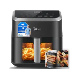 Midea Air Fryer with Visible Window - 5.2L, 1600W, HeatXpress Rapid Air Technology0% Less Oil, Energy Saving, 7-In-1 Presets, Non-Stick, Dishwasher Safe, Digital Display, +1 Minute Button, MF-CY55K
