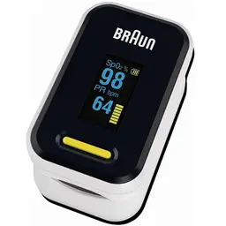 Braun Fingertip Oxygen Saturation and Pulse Rate Monitor, Rotating OLED Display, Clinically Accurate, Battery Powered - Black & Stainless Steel, YK-81CEU