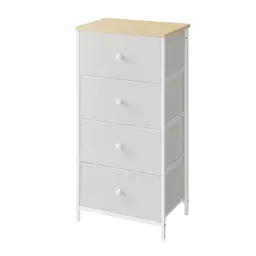 Songmics Tall Dresser Fabric 4 Drawers Grey/White & Oak Effect