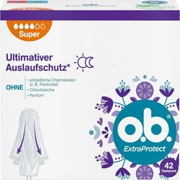 o.b. ExtraProtect Super, Tampons für starke Tage mit Dynamic Fit Technologie und extra Schutzflügeln, für ultimativen Auslaufschutz* (1 x 42 Stück)