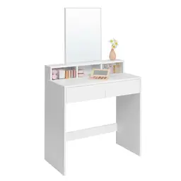 Vasagle Dressing Table with Mirror 2 Drawers White Small
