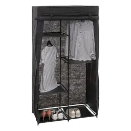 Schwarzer 2-Türer Kleiderschrank mit 5 Regalen 89 x 44,5 x 169 cm