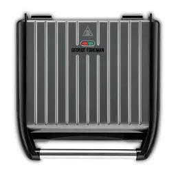 George Foreman Steel Grill - Large, Grey, Non Stick, Compact, Fast Heat Up, Energy Saving, Adjustable, Stylish - 25051