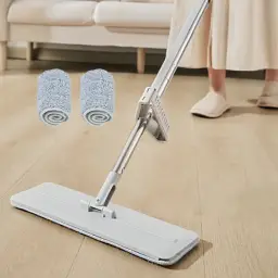 J.Zao Huishoudelijke dweil, handvrij, Floor Wizard, met 2 dweilmoppen, Grote Vlakmop 36 cm