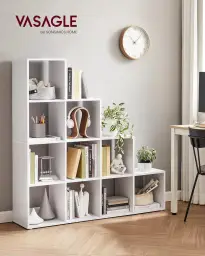 VASAGLE Bücherregal Treppenfächer Holzregal - 10 Fächer