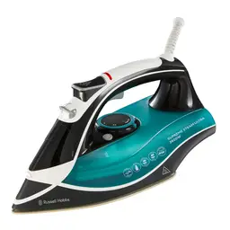 Russell Hobbs Supreme Steam Ultra Steam Iron, 2600W, Ceramic Soleplate, 60 g Steam, 155 g Steam Shot - Black/Green/White, 23260