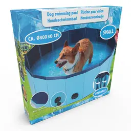 Maxxpro Piscine pour chien pliable antidérapante bleu - Diamètre 80 cm