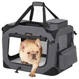 Euziel Faltbare Hundetransportbox - 60 x 42 x 42 cm - Grau