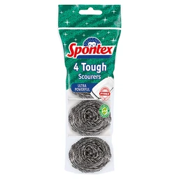 Spontex Tough Steel Metal Scourers Pack of 4