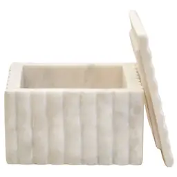 Fifty Five South Decorative Box Savio Ribbed Marble Square White