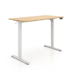 ochama Elektrisch sta-bureau - In hoogte verstelbaar bureau, 70 kg belastbaar zit-sta bureau, direct inzetbaar, duurzaam stalen paneel met aluminium stangen - Voor thuis/kantoor, computer/studeer/werktafel - Eikenhout, 120*60 cm