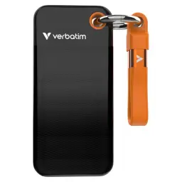 Verbatim Pocket SSD, 1 TB externer Festplattenspeicher, tragbarer Solid-State-Laufwerk mit USB 3.2 Gen 2 für Mac, PC & Spielkonsolen, Schwarz/Orange