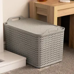 Strata Extra Large Basket with Lid - 42L-Cool Grey