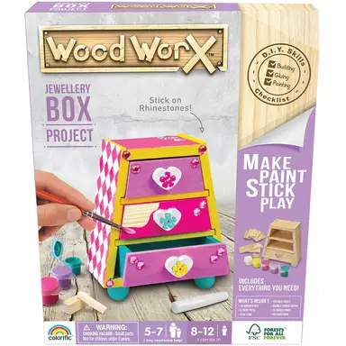 Colorific Wood WorX Jewellery Box Wooden Craft Kit