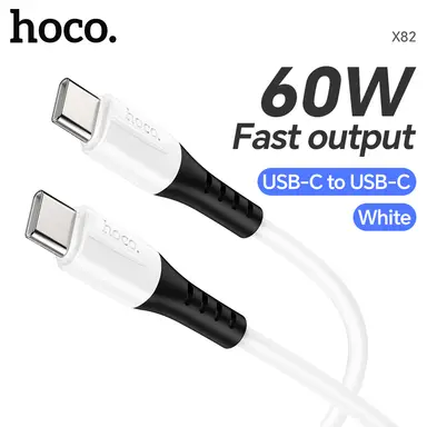 HOCO X82 USB-C to USB-C 60W Charging Cable - 1M - White