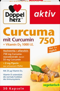 Doppelherz Curcuma 750 mit Curcumin + Vitamin D3 30 Stück