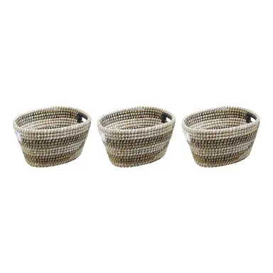 Interiors by Premier Set Of Three Oval Straw Baskets
