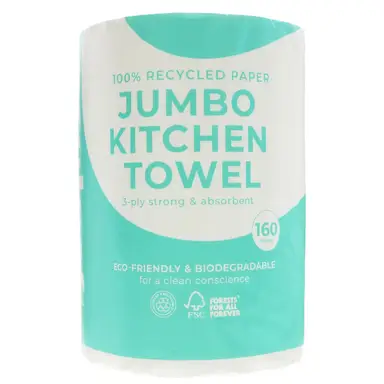 ECOLEAF BY SUMA Kitchen Towel Jumbo, 100% Recycled, 3-Ply, 1 Roll