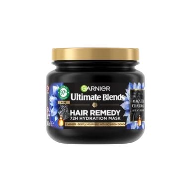 Garnier Ultimate Blends Charcoal, Hair Remedy Mask for Purified Scalp and Hydrated Lengths 380ml