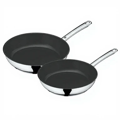 WMF Devil B Antihaft-Bratpfanne mit Keramikbeschichtung, 24 cm + 28 cm, Silber