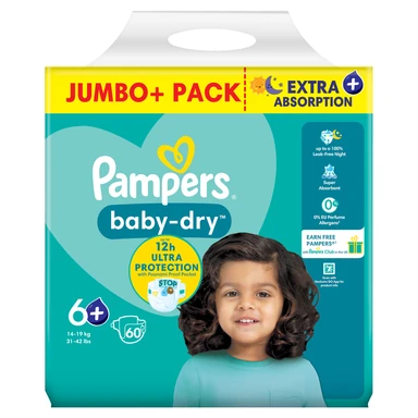 Pampers Baby-Dry Nappies Size 6 60 Pack Jumbo+ Pack