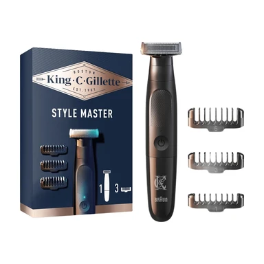 Gillette King C Style Master Beard Trimmer Stubble Trimmer & Electric Shaver With One 4D Blade Includes 3 Comb Attachments 1 Set