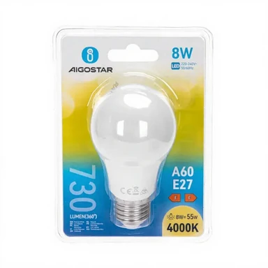 Aigostar LED A5 A60 Grote hoek E27 8 W 4000 K - wit