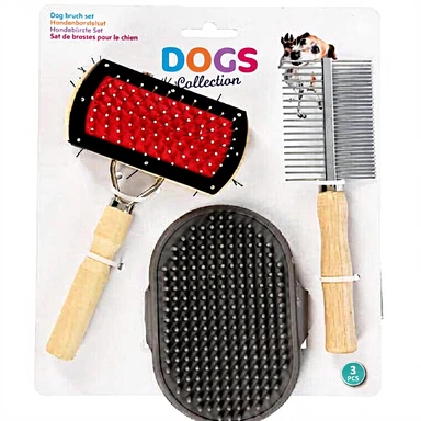 Hundekamm-Set 3-teilig mit Bürste und Haarentferner für Hunde und Katzen