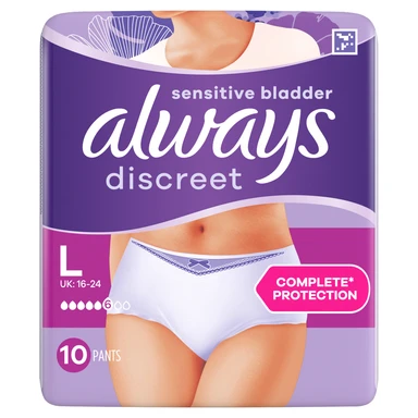 Always Discreet Incontinence Pants Women L 10 Pants