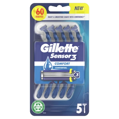 Gillette Sensor3 Comfort Disposable Razors for Men, 5 Count